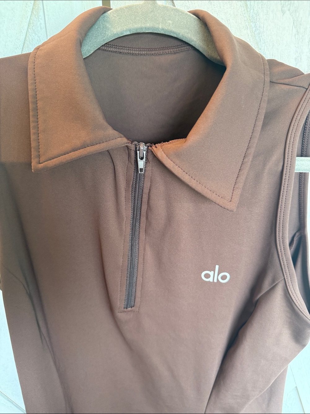 ALO Yoga Sleeveless Polo Dress in Chocolate Brown - Picture 2 of 3